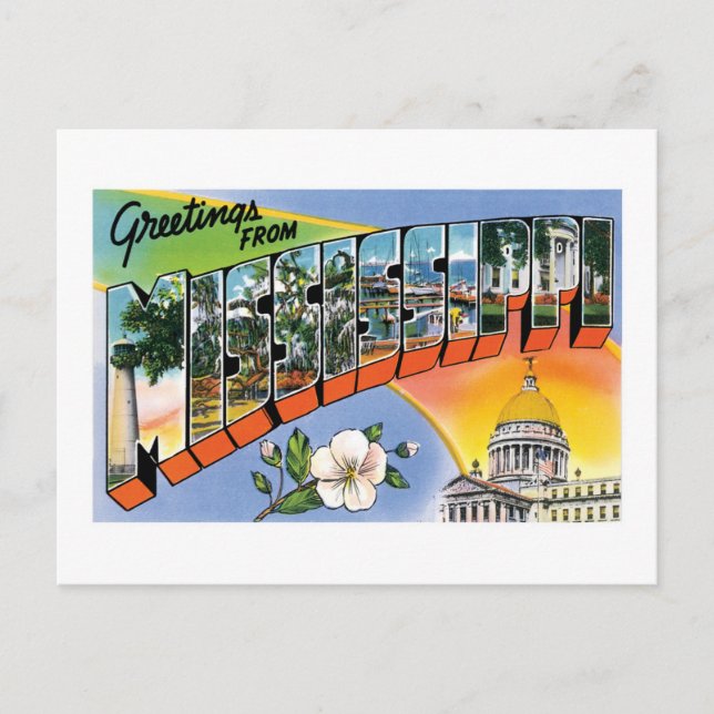 Hälsning från Mississippi! Vykort (Framsida)