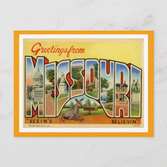 Hälsning från Missouri Vintage Vykort (Framsida)