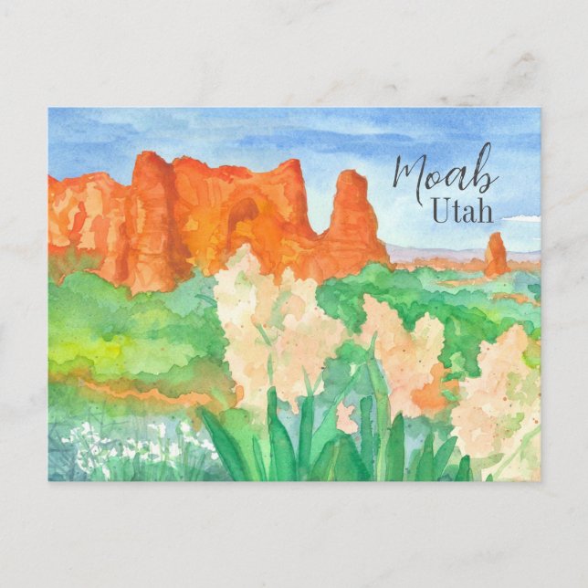 Hälsning från Moab Utah Red Sten Desert Flowers Vykort (Framsida)