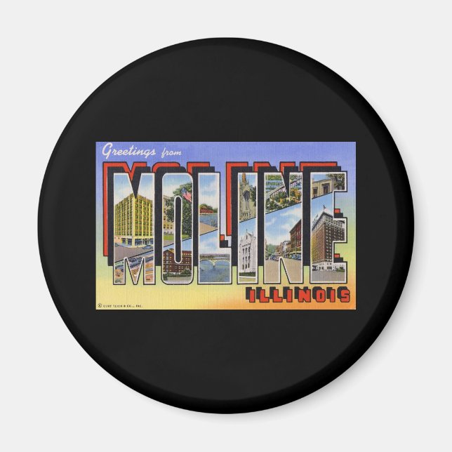 Hälsning från Moline Illinois Magnet (Framsidan)