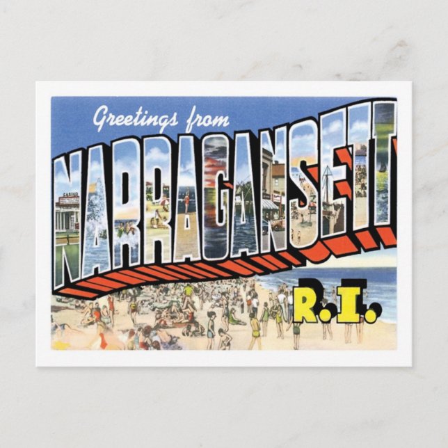 Hälsning från Narragansett Rhode island US City Vykort (Framsida)