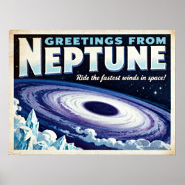 Hälsning från Neptune Retro Sci-Fi Poster