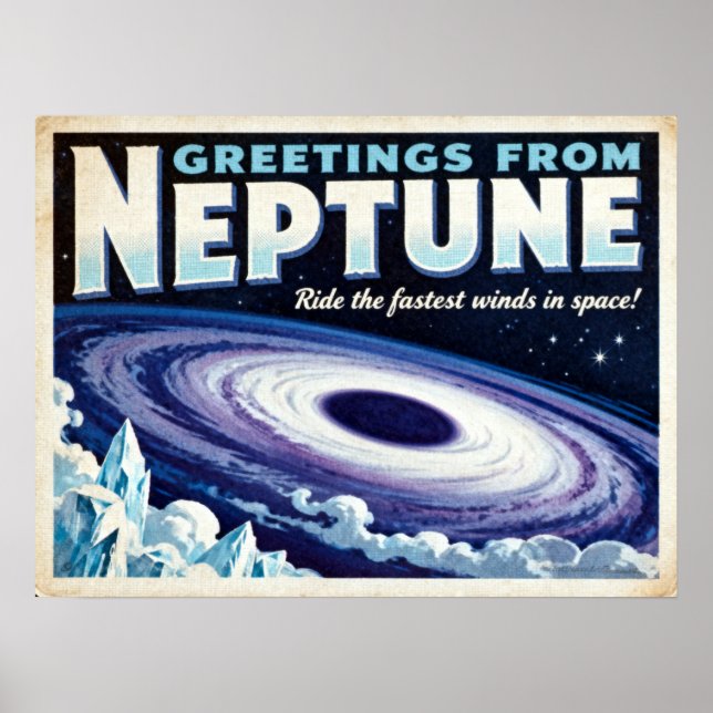 Hälsning från Neptune Retro Sci-Fi Poster (Framsidan)