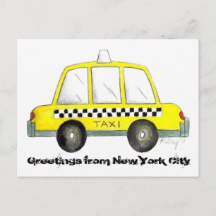 Hälsning från New York City NYC Gult Taxi Cab Vykort