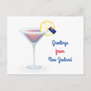 Hälsning från New Zealand Cocktail Helgdag Card Helg Vykort