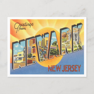 Hälsning från Newark, New jersey Vintage resor Vykort