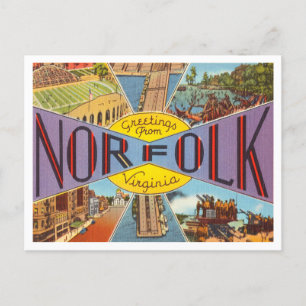 Hälsning från Norfolk, Virginia Vintage resor Vykort