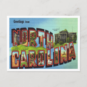 Hälsning från North Carolina Vintage resor Postc Vykort