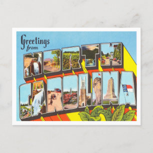 Hälsning från North Carolina Vintage resor Vykort