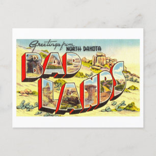 Hälsning från North Dakota Bad Lands Vintage Vykort