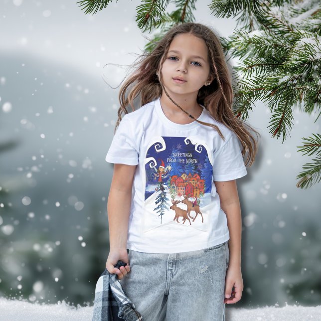 Hälsning från North Moose Village Kid's tee (Greeting from the North Moose Village Kid's tee)