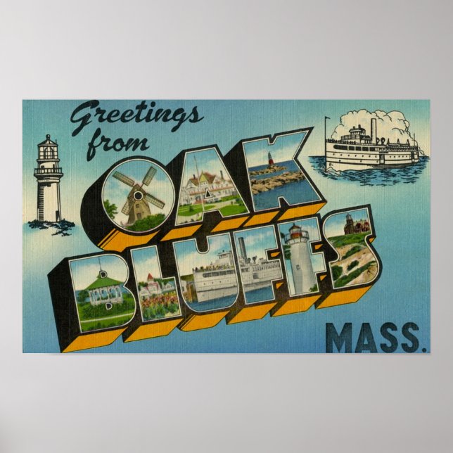 Hälsning från Oak Bluffs Massachusetts Poster (Framsidan)