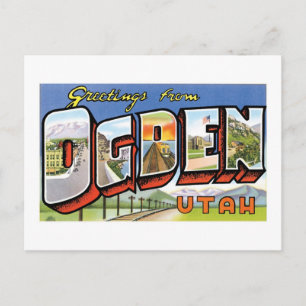 Hälsning från Ogden, Utah! Retro-postkort Vykort