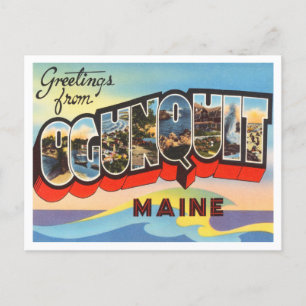 Hälsning från Ogunexit, Maine Vintage resor Vykort