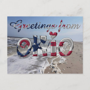 Hälsning från Ohio Statlig flagga Hearts USA Vykort