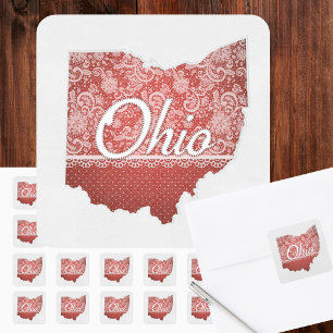 Hälsning från Ohio Stitched Fyrkantigt Klistermärke