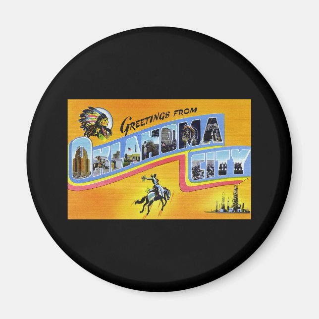 Hälsning från Oklahoma City Oklahoma Magnet (Framsidan)