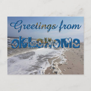 Hälsning från Oklahoma Statlig flagga Hearts USA Vykort