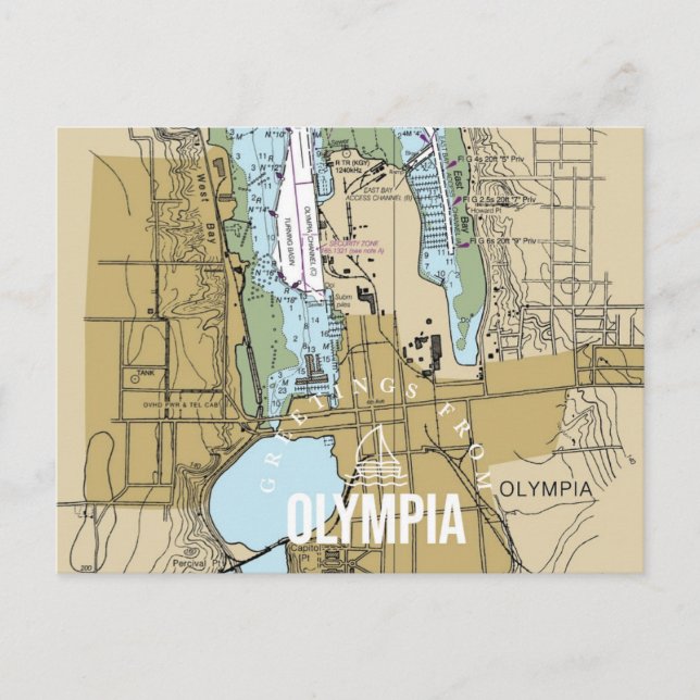 Hälsning från Olympia WA-diagram Vykort (Framsida)