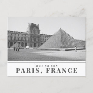 Hälsning från Paris, Frankrike Vintage Louvre Phot Vykort
