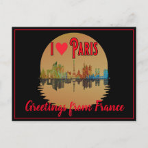 Hälsning från Paris Skyline Sunset Souvenir