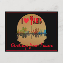 Hälsning från Paris Skyline Sunset Souvenir Helg Vykort