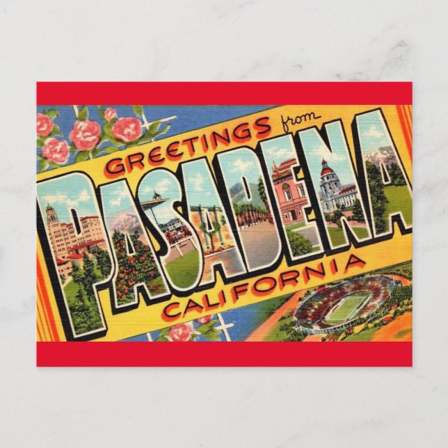 Hälsning från Pasadena California Travel Postcard Vykort (Framsida)