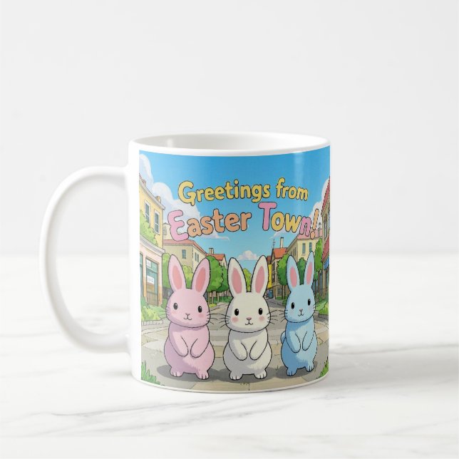 Hälsning från Påsk Town Firande Kaffemugg (Vänster)