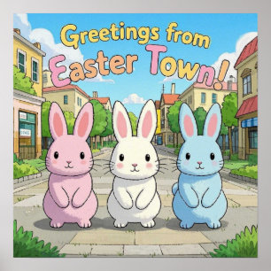 Hälsning från Påsk Town Firande Poster