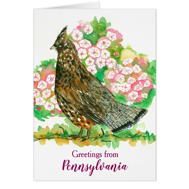 Hälsning från Pennsylvania Ruffed Grouse Laurel Hälsningskort (Framsidan)