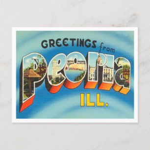 Hälsning från Peoria, Illinois Vintage resor Vykort