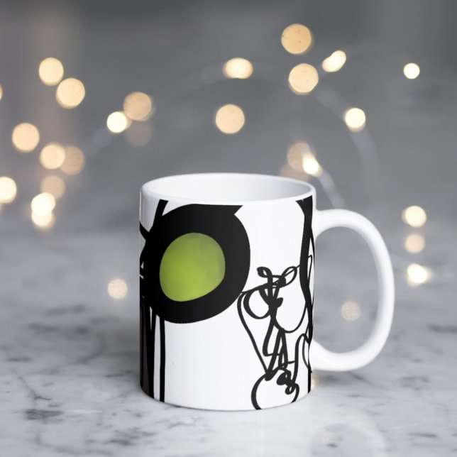 Hälsning från Philydion: Abstrakt Black and White Kaffemugg (Skapare uppladdad)