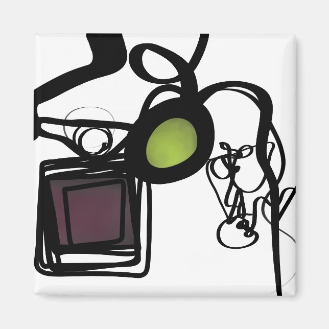 Hälsning från Philydion: Abstrakt Black & White Magnet (Framsidan)