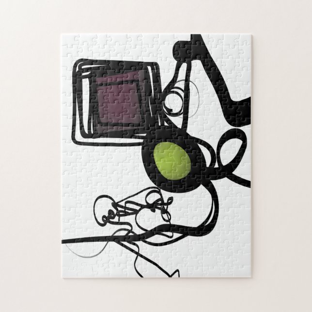 Hälsning från Philydion: Abstrakt Black & White Pussel (Vertikal)