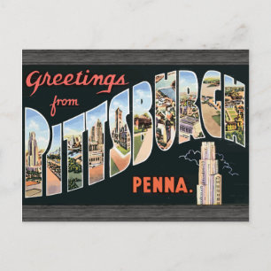 Hälsning från Pittsburgh Penna, Vintage Vykort