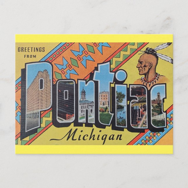 Hälsning från Pontiac Michigan Postcard Vykort (Framsida)