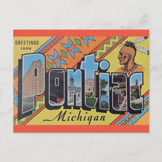 Hälsning från Pontiac Michigan Postcard Vykort (Framsida)