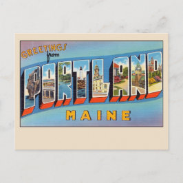 Hälsning från Portland Maine Vintage Large Brev Vykort