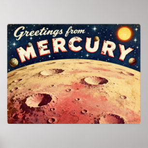 Hälsning från Poster av kvicksilver Retro-sci-Fi
