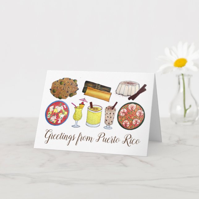 Hälsning från Puerto Rico Carribönöarna Mat Kort (Liten växt)