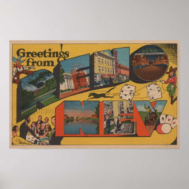 Hälsning från Reno, NevadaReno, NV Poster (Framsidan)