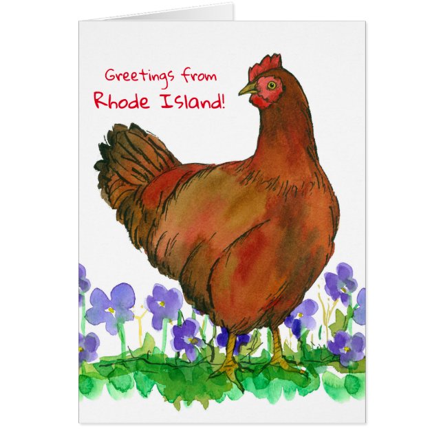 Hälsning från Rhode island Red Hen Watercolor Hälsningskort (Framsidan)