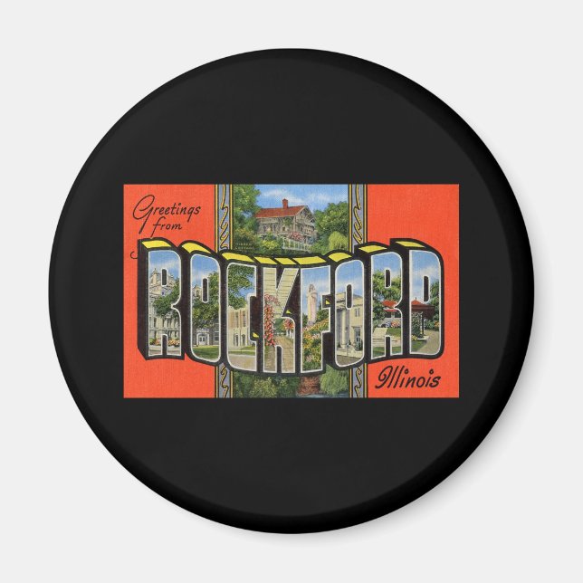 Hälsning från Rockford Illinois Magnet (Framsidan)