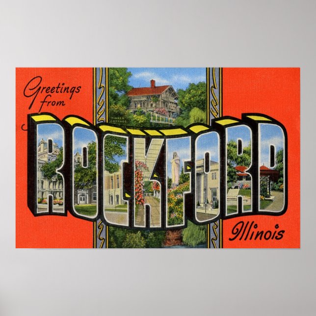 Hälsning från Rockford Illinois Poster (Framsidan)