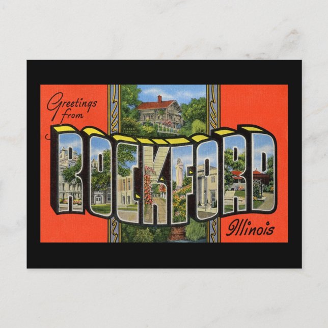 Hälsning från Rockford Illinois Vykort (Framsida)
