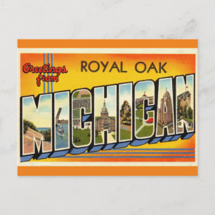 Hälsning från Royalet Oak Michigan Travel Postcard Vykort