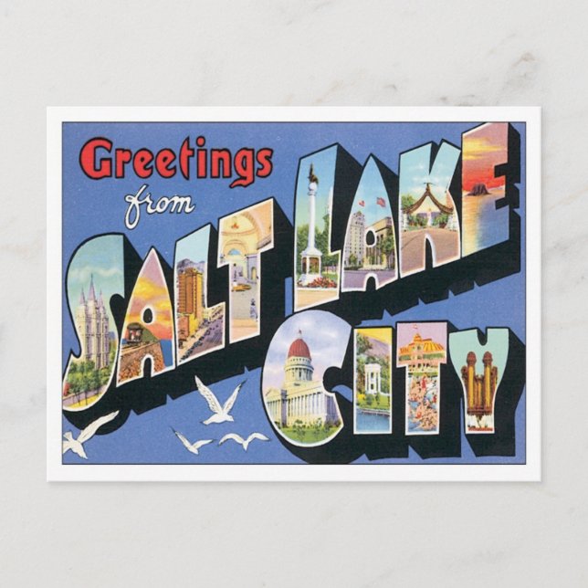 Hälsning från Salt Sjö City Utah Vykort (Framsida)