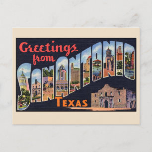 Hälsning från San Antonio Large Brev Vintage Vykort