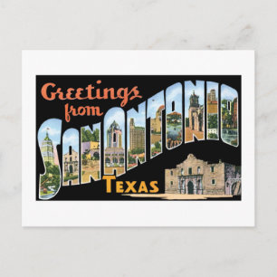 Hälsning från San Antonio, Texas! Retro-postkort Vykort