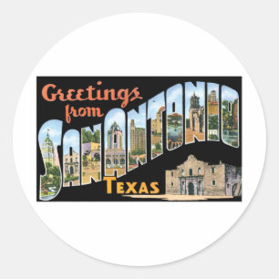 Hälsning från San Antonio Texas Runt Klistermärke